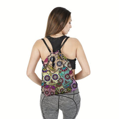 Vintage Skull Print Bundle Drawstring Sports Gym Bag