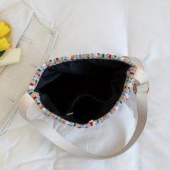 Colorful Stripes Dot Shoulder Bag Large Capacity Stylish Crossbody Bag