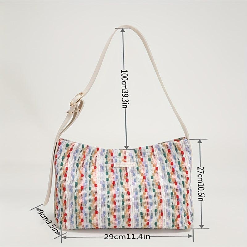 Colorful Stripes Dot Shoulder Bag Large Capacity Stylish Crossbody Bag