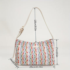 Colorful Stripes Dot Shoulder Bag Large Capacity Stylish Crossbody Bag
