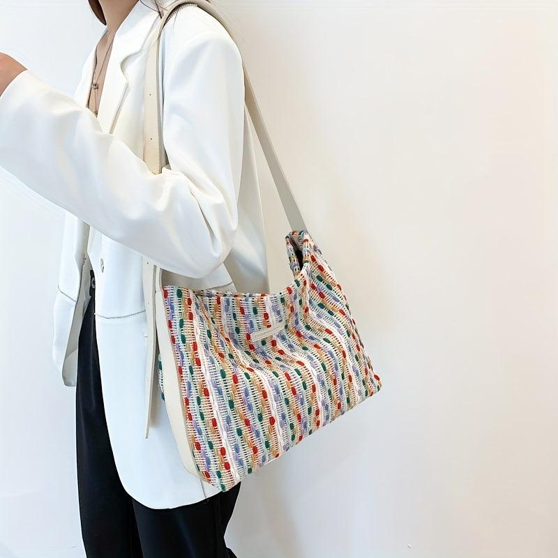 Colorful Stripes Dot Shoulder Bag Large Capacity Stylish Crossbody Bag