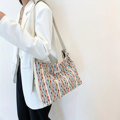 Colorful Stripes Dot Shoulder Bag Large Capacity Stylish Crossbody Bag
