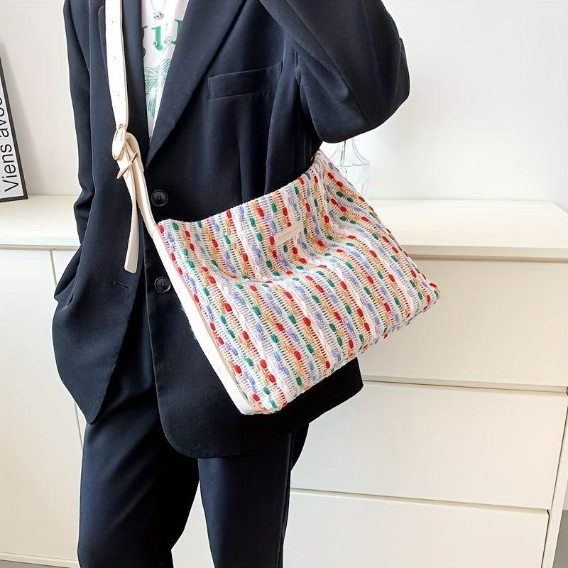 Colorful Stripes Dot Shoulder Bag Large Capacity Stylish Crossbody Bag