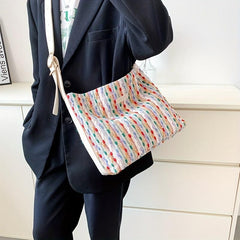 Colorful Stripes Dot Shoulder Bag Large Capacity Stylish Crossbody Bag