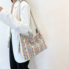 Colorful Stripes Dot Shoulder Bag Large Capacity Stylish Crossbody Bag