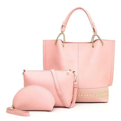 3 Pcs Classic Bag Sets: Tote Bag, Shoulder Bag, Shell Purse
