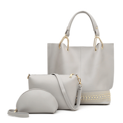 3 Pcs Classic Bag Sets: Tote Bag, Shoulder Bag, Shell Purse