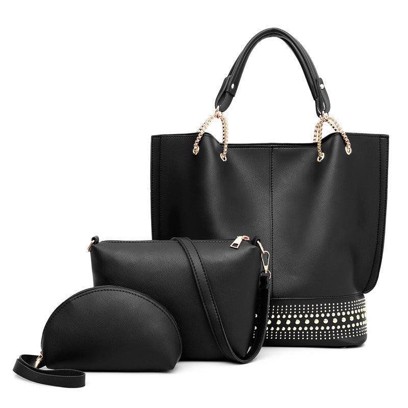 3 Pcs Classic Bag Sets: Tote Bag, Shoulder Bag, Shell Purse