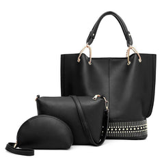 3 Pcs Classic Bag Sets: Tote Bag, Shoulder Bag, Shell Purse