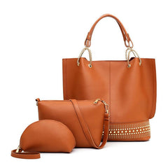 3 Pcs Classic Bag Sets: Tote Bag, Shoulder Bag, Shell Purse