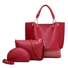 3 Pcs Classic Bag Sets: Tote Bag, Shoulder Bag, Shell Purse