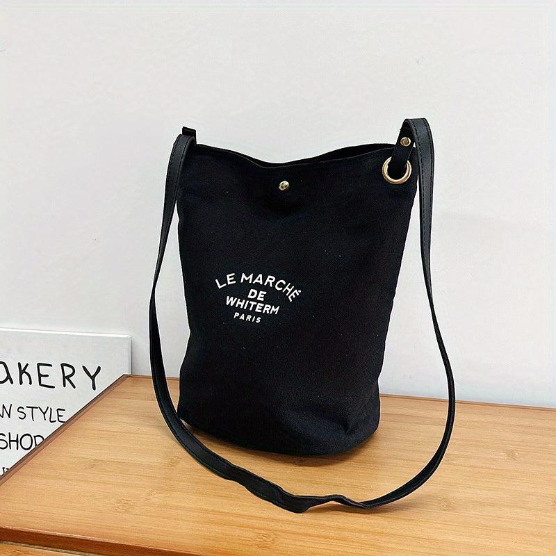 Vintage Letter Graphic Tote Bag Retro Canvas Crossbody Bag
