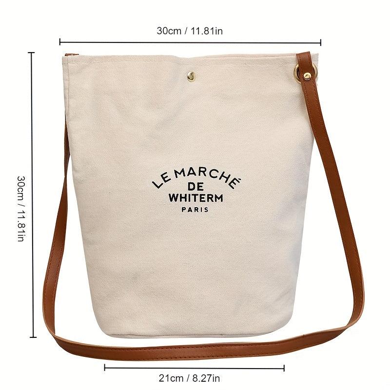 Vintage Letter Graphic Tote Bag Retro Canvas Crossbody Bag