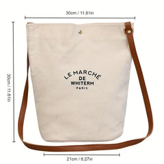 Vintage Letter Graphic Tote Bag Retro Canvas Crossbody Bag