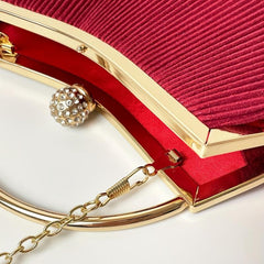Glitter Ruched Evening Bag Rhinestone Decor Clutch Purse Handbags