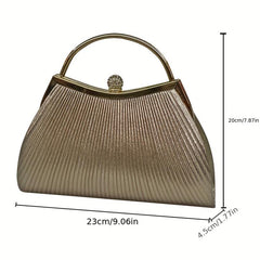 Glitter Ruched Evening Bag Rhinestone Decor Clutch Purse Handbags