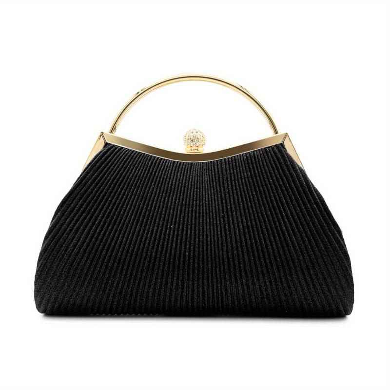 Glitter Ruched Evening Bag Rhinestone Decor Clutch Purse Handbags