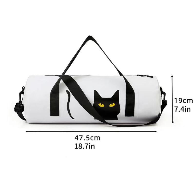 Cartoon Cat Print Sports Handbag Lightweight Versatile Fitness Zipper Bag