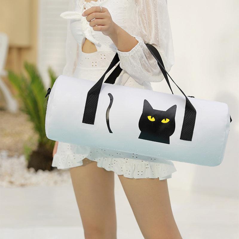 Cartoon Cat Print Sports Handbag Lightweight Versatile Fitness Zipper Bag