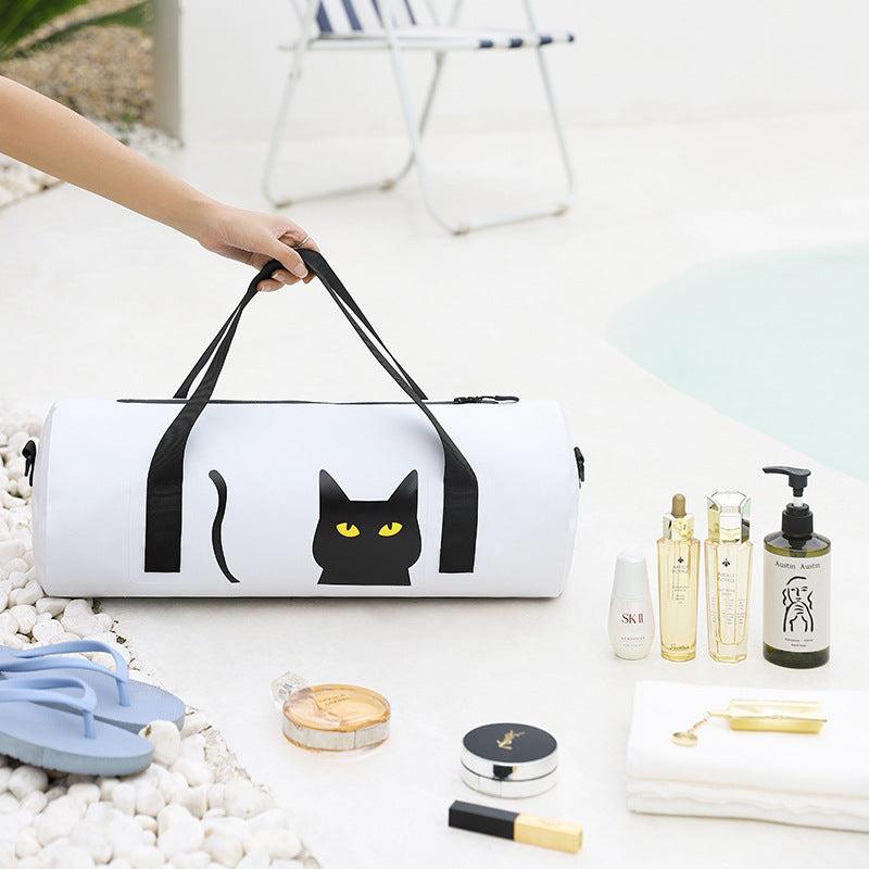 Cartoon Cat Print Sports Handbag Lightweight Versatile Fitness Zipper Bag