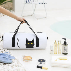 Cartoon Cat Print Sports Handbag Lightweight Versatile Fitness Zipper Bag
