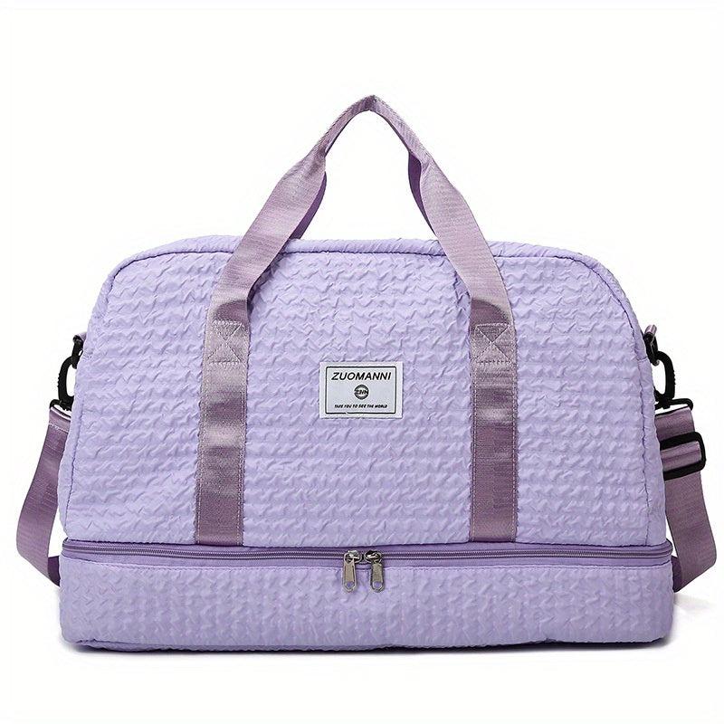 Minimalist Solid Travel Duffle Bag Ruched Luggage Portable Gym Bag