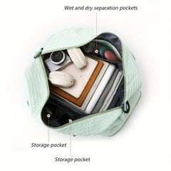 Minimalist Solid Travel Duffle Bag Ruched Luggage Portable Gym Bag