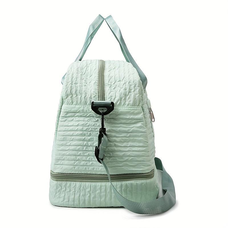 Minimalist Solid Travel Duffle Bag Ruched Luggage Portable Gym Bag