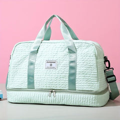 Minimalist Solid Travel Duffle Bag Ruched Luggage Portable Gym Bag