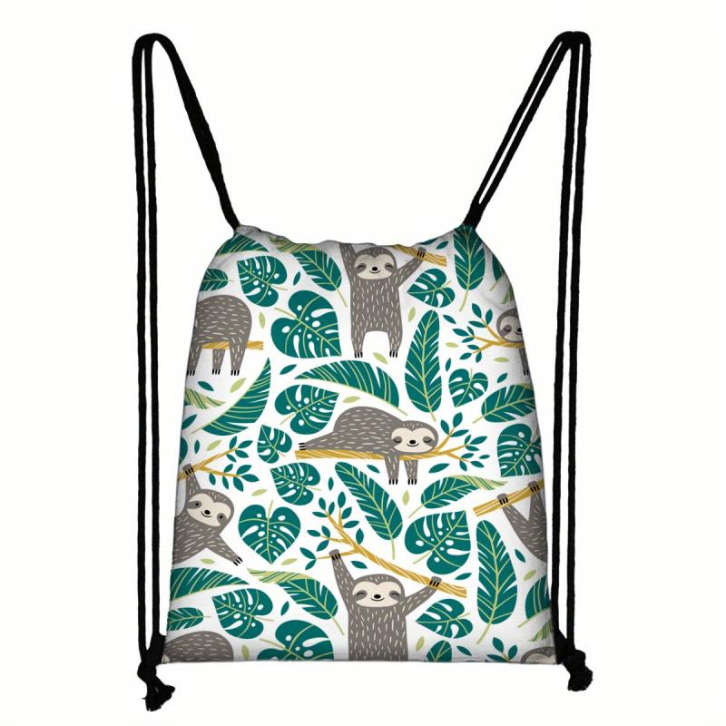Sloth Pattern Drawstring Bag Sports Backpack