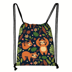 Sloth Pattern Drawstring Bag Sports Backpack