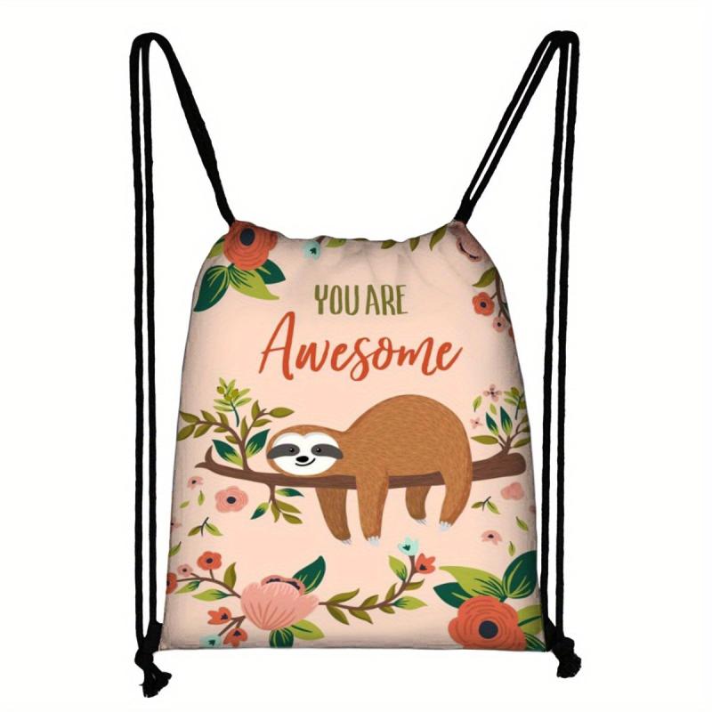 Sloth Pattern Drawstring Bag Sports Backpack