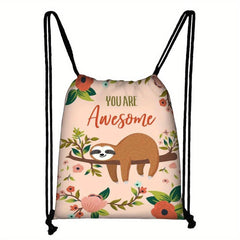 Sloth Pattern Drawstring Bag Sports Backpack