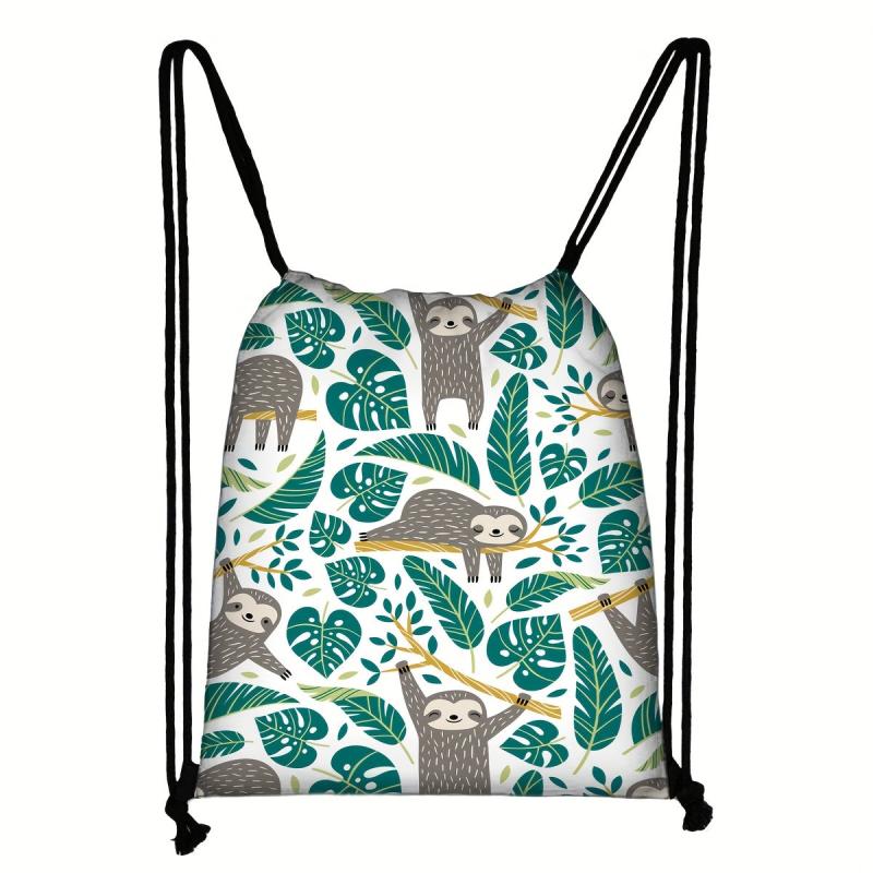 Sloth Pattern Drawstring Bag Sports Backpack