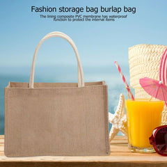 Women's Minimalist Burlap Satchel Bag All Match Handbag