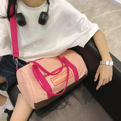 Colorblock Letter Sports Bag Gym Lightweight Luggage Bag