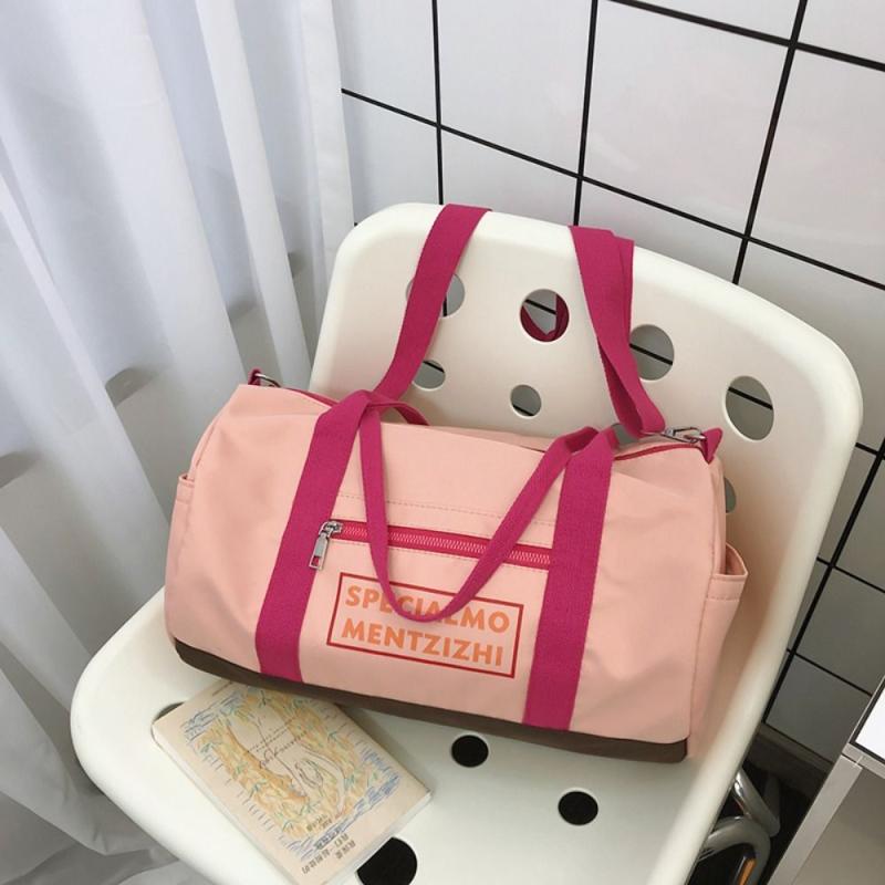 Colorblock Letter Sports Bag Gym Lightweight Luggage Bag