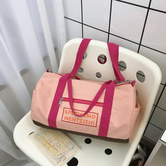 Colorblock Letter Sports Bag Gym Lightweight Luggage Bag