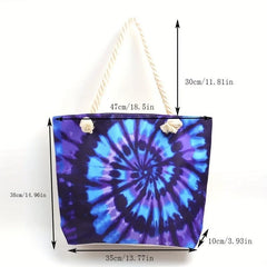 Tie Dye Pattern Shoulder Bag Handbag All Match Women's Travel Beach Bag