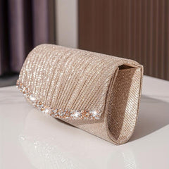 Ruched Rhinestone Decor Clutch Bag for Women