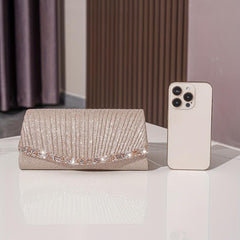 Ruched Rhinestone Decor Clutch Bag for Women