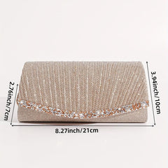 Ruched Rhinestone Decor Clutch Bag for Women