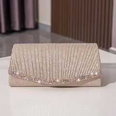 Ruched Rhinestone Decor Clutch Bag for Women