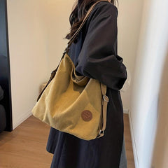 Vintage Canvas Crossbody Bag Large Capacity Grunge Tote Bag