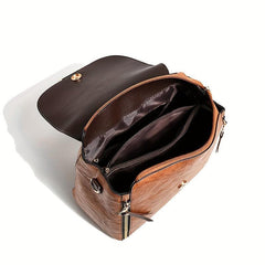 3pcs Vintage Flap Backpack Purse Set Women's PU Leather Travel School Bag