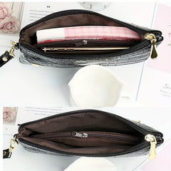 Crocodile Pattern Glossy Long Clutch Purse PU Leather Textured Wristlet Wallet
