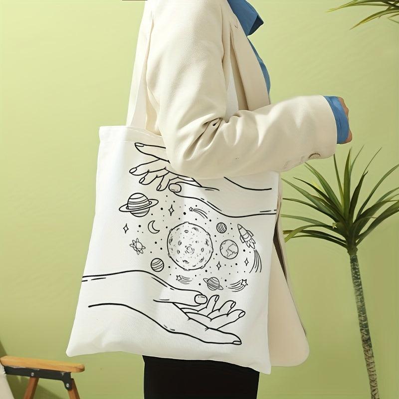 Anime Planet Canvas Tote Bag Large Capacity Shoulder Bag