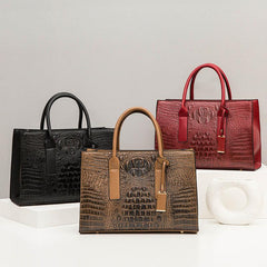 Crocodile Pattern Tote Bag Set Vintage Handbag Women's Shoulder Bag & Clutch