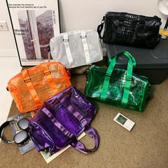 Clear PVC Travel Duffle Bag Gym Storage Carry On Weekender Overnight Bag