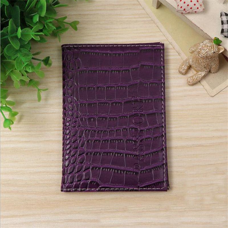 Crocodile Pattern PU Passport Holder Travel Cover Unisex Card Case